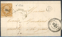 [Document TB] N° 13A, 10c Bistre (type 1) Sur TB Lettre Obl 'PC3067' De St-Fort (rare) Vers Ste Genis. Boite 'B' - 1853-1860 Napoléon III