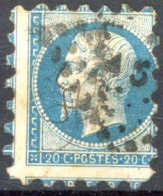 [O SUP] N° 14B, 20c Bleu - TB Piquage De Susse - 1853-1860 Napoleon III