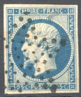 [O SUP] N° 15, 25c Bleu, Belles Marges - Très Frais - Cote: 290€ - 1853-1860 Napoleon III