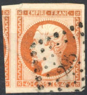[O SUP] N° 16a, 40c Orange Vif, Marges énormes - TB Obl Centrale 'PC295' Bayonne - 1853-1860 Napoleon III