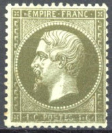[* SUP] N° 19c, 1c Vert-olive Foncé, Légère Trace. Joli Centrage - Grande Fraîcheur - Cote: 310€ - 1862 Napoléon III.