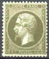 [* SUP] N° 19c, 1c Vert-olive Foncé, Légère Trace. Joli Centrage - Grande Fraîcheur - Cote: 310€ - 1862 Napoléon III