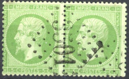 [O SUP] N° 20, 5c Vert En Paire - TB Obl Centrale Apposée 1x 'GC3501' St André De Valborgne - 1862 Napoléon III.