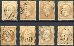 [O SUP] N° 21, 10c Bistre Sélection De 8 Exemplaires Avec Belles Nuances - 1862 Napoléon III.