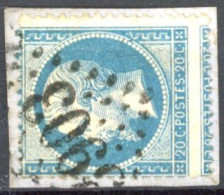 [O SUP] N° 22-cu, 20c Bleu - Amorce De Tête -bêche - 1862 Napoléon III.