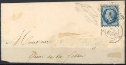 [O SUP] N° 22, 20c Bleu Sur Devant De Lettre - Piquage De Susse - 1862 Napoléon III.