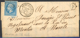 [Document SUP] N° 22, 20c Bleu (amorce De Tête Bêche) Sur TB Lettre De Montfaucon Sur Moine. Boite 'F' - 1862 Napoléon III.