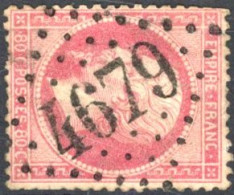 [O SUP] N° 24, 80c Rose - TB Obl Centrale 'GC4679' Trith St Léger - 1862 Napoléon III