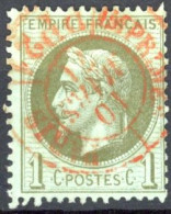 [O SUP] N° 25, 1c Vert Bronze - Superbe Obl Càd Rouge Des Imprimés - Cote: 80€ - 1863-1870 Napoléon III. Laure