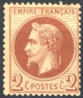 [* SUP] N° 26A, 2c Rouge-brun (type 1), Légère Trace - Grande Fraîcheur - Cote: 200€ - 1863-1870 Napoléon III. Laure