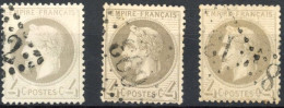 [O SUP] N° 27B+27Ba+27Bb, 4c Gris - Les 3 Nuances - Cote: 280€ - 1863-1870 Napoleon III With Laurels