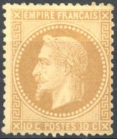 [(*) SUP] N° 28A, 10c Bistre (type 1), Signé Calves - Grande Fraîcheur - Cote: 225€ - 1863-1870 Napoléon III Lauré