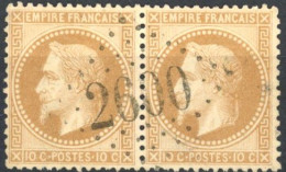 [O SUP] N° 28B, Superbe Paire - TB Obl Apposée 1x 'GC2600' Nant D'Aveyron - 1863-1870 Napoléon III Lauré