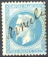 [O SUP] N° 29B, Type II - Annulation Plume Griffe 'Annulé' - 1863-1870 Napoleon III With Laurels