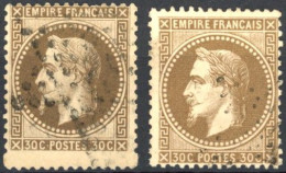 [O SUP] N° 30, 30c Brun (nuances) - Format Normal + Format Haut - 1863-1870 Napoleon III With Laurels