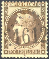 [O SUP] N° 30, 30c Brun - Superbe Obl Centrale 'GC1612' Gaillefontaine - 1863-1870 Napoleon III With Laurels