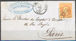 [Document SUP] N° 31, 40c Orange Sur TB Lettre Obl 'GC3305' De Sarregueminnes Vers Paris - 1863-1870 Napoleon III Gelauwerd