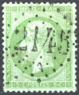 [O TB] N° 35, 5c Vert Pâle/bleu, Bon Centrage Et Signé Calves - TB Obl Centrale - Cote: 230€ - 1863-1870 Napoléon III Lauré