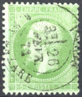 [O SUP] N° 35, 5c Vert Pâle/bleu - TB Obl Centrale Càd - Cote: 230€ - 1863-1870 Napoleone III Con Gli Allori