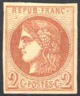 [* SUP] N° 40B, 2c Brun-rouge (report 2), Belles Marges - Grande Fraîcheur - Cote: 360€ - 1870 Bordeaux Printing