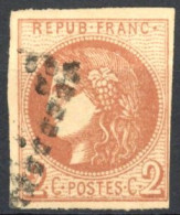 [O SUP] N° 40B, 2c Brun-rouge (report 2), Margé - Oblitération Légère - Cote: 330€ - 1870 Emissione Di Bordeaux