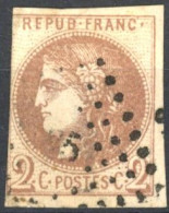 [O B/TB] N° 40Bg, 2c Chocolat (report 2), Léger Mince - Nuance Splendide - Cote: 1300€ - 1870 Bordeaux Printing