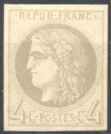 [* SUP] N° 41B, 4c Gris (report 2), Belles Marges, Signé Calves - Légère Trace - Cote: 400€ - 1870 Uitgave Van Bordeaux