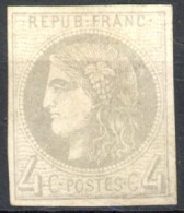 [* SUP] N° 41B, 4c Gris (report 2), Belles Marges - Très Frais - Cote: 400€ - 1870 Uitgave Van Bordeaux