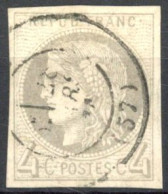 [O SUP] N° 41B, 4c Gris (report 2), Belles Marges, Signé Calves -TB Obl Càd - Cote: 350€ - 1870 Bordeaux Printing