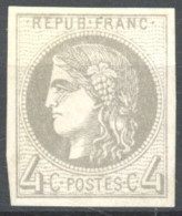 [(*) SUP] N° 41B, 4c Gris (report 2), Belles Marges, Signe JF Brun - Superbe - Cote: 200€ - 1870 Ausgabe Bordeaux