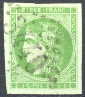 [O SUP] N° 42B, 5c Vert-jaune (report 2), Marges énormes - Obl 'GC3440' Sorgues Sur L'Ouvèze - Cote: 220€ - 1870 Ausgabe Bordeaux