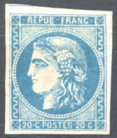 [* SUP] N° 45B, 20c Bleu (type II - Report 2), Belles Marges Et Voisin. Signé Brun - Légère Trace. Très Frais - Cote: 21 - 1870 Bordeaux Printing