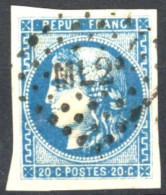 [O SUP] N° 46B, 20c Bleu (type III - Report 2), Bien Margé - Superbe Obl Ambulant 'ML2' - Cote: 25€ - 1870 Ausgabe Bordeaux