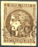 [O SUP] N° 47, 30c Brun, Bien Margé - TB Obl Centrale 'GC3539' St Chamas - Cote: 280€ - 1870 Bordeaux Printing