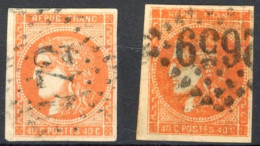 [O SUP] N° 48+48a, 40c Orange Et Orange Vif. Timbres Bien Margés - Superbe Duo - Cote: 380€ - 1870 Bordeaux Printing