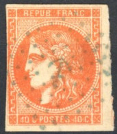 [O SUP] N° 48, 40c Orange, Quasi Margé - TB Obl Centrale Ancre - Cote: 250€ - 1870 Uitgave Van Bordeaux