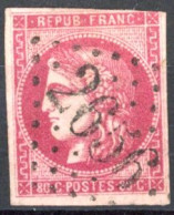 [O TB] N° 49b, 80c Rose Vif, Touché En Haut à Droite Sinon Belles Marges - TB Obl Centrale 'GC2656' Nice - Cote: 420€ - 1870 Uitgave Van Bordeaux