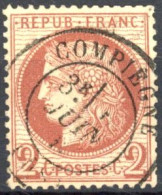 [O SUP] N° 51, 2c Rouge-brun - Superbe Obl Càd 'Compiègne' - 1871-1875 Cérès