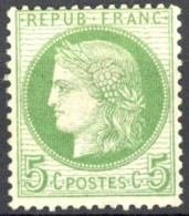 [(*) SUP] N° 53a, 5c Vert/blanc - Joli Centrge - Cote: 110€ - 1871-1875 Cérès