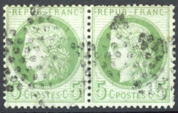 [O SUP] N° 53, 5c Vert-jaune En Paire - TB Obl Centrale étoile - 1871-1875 Cérès