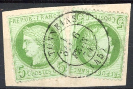 [O SUP] N° 53, 2x Sur Fragment - Superbe Obl Cachet à Date - 1871-1875 Cérès