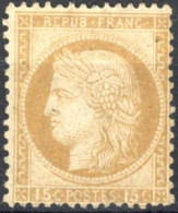 [(*) SUP] N° 55, 15c Bistre (gros Chiffres), Joli Centrage - Très Frais - Cote: 180€ - 1871-1875 Ceres