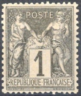 [** SUP] N° 83, 1c Noir/azuré (II), Excellent Centrage - Fraîcheur Postale - Cote: 25€ - 1876-1898 Sage (Type II)