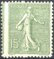 [** SUP] N° 130-cu, 15c Vert-gis - Format Large - 1903-60 Semeuse Lignée