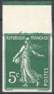 Delcampe - [** SUP] N° 137f, 5c Vert - Non Dentelé, Bdf - Cote: 25€ - 1903-60 Sower - Ligned