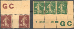 [** SUP] N° 137+139 - 2 Pièces Papier GC - 1903-60 Sower - Ligned