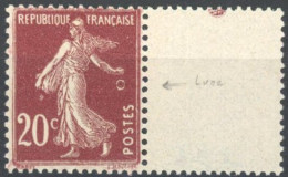 [** SUP] N° 139g, 20c Brun-rouge - Anneau Lune - Cote: 50€ - 1903-60 Semeuse A Righe