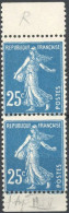 [** SUP] N° 140f, 25c Bleu - Paire Verticale De Carnet - Cote: 130€ - 1903-60 Semeuse Lignée