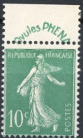 [** SUP] N° 188, 10c Vert, Ovules Phena - Fraîcheur Postale - Cote: 65€ - 1903-60 Säerin, Untergrund Schraffiert