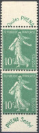 [** SUP] N° 188, 10c Vert En Paire Verticale De Carnet - Pub PHENA - Cote: 130€ - 1903-60 Sower - Ligned